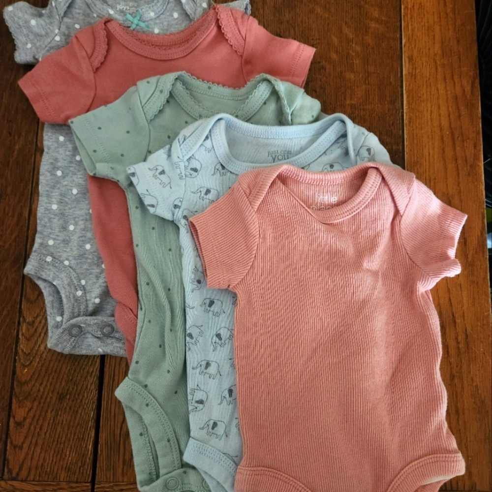 Assorted Color Baby Bodysuits Set
